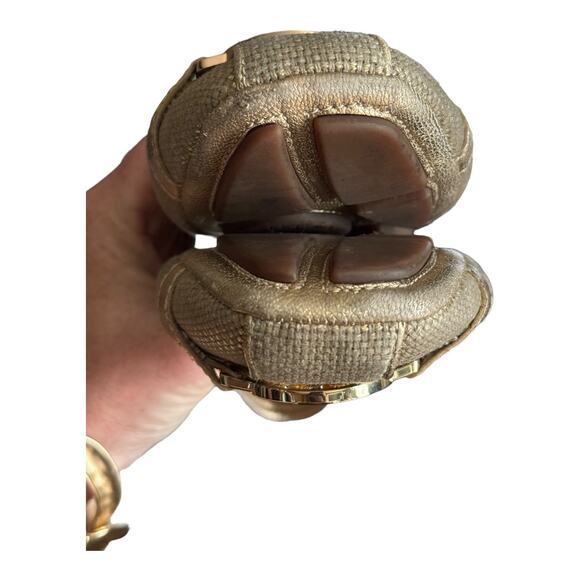 Michael Kors Fulton Leather Bling Metallic Gold Flats Shoes size 7.5 - Picture 10 of 13